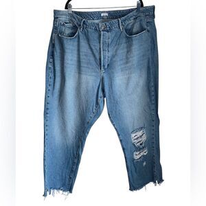 GOOD AMERICAN JEANS BLUE DISTRESSED SIZE 22 denim pants